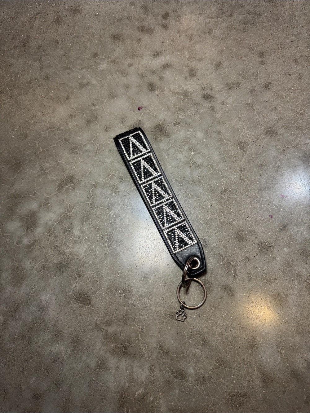Victoria's Secret Black Leather Beaded Key & Card Holder